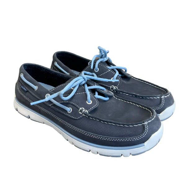 LL Bean Portlander Free Flex Boat Shoes In Navy Size 11 Nautical Lace Up Flat - Picture 1 of 8